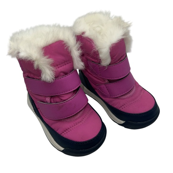 Sorel Other - Sorel Pink Winter Snow Boots Fur Trim Waterproof Baby Girl Size 6 Toddler